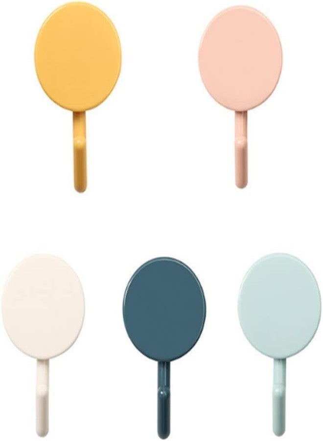 aoukoslt 5Pcs Colorful Self Adhesive Hook, Cute Wall Hooks, Towel Hooks, Home Storage, Stick On Plastic, Decorative Wall, Key Holder for Kitchen Bathroom Office Closet Self Adhesive Hook, Utensil Hooks - Image 1